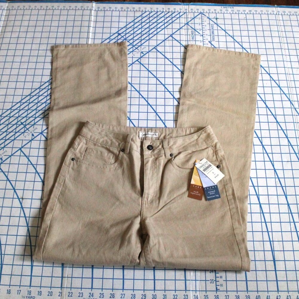NWT Coldwater Creek Natural Waist Bootcut Beige Jeans, 8 (Long)